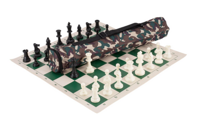 Quiver Chess Set Combination - Triple Weighted Regulation Pieces | Vinyl Chess Board | Quiver Bag