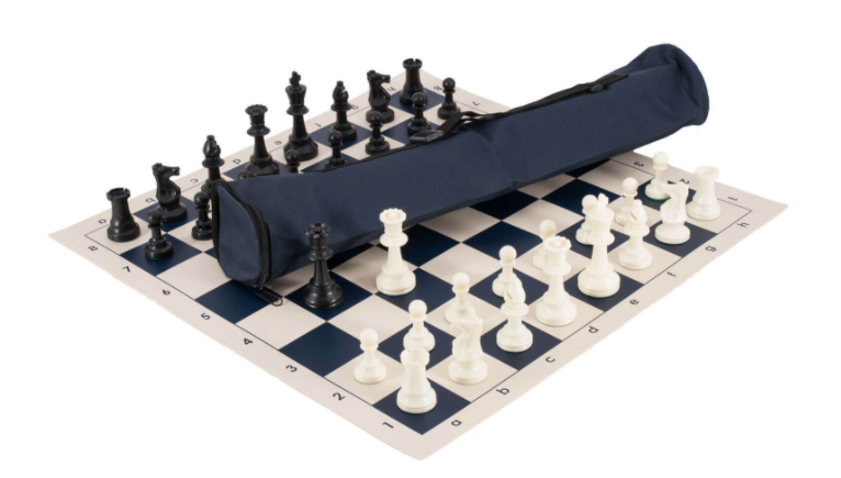 Quiver Chess Set Combination - Triple Weighted Regulation Pieces | Vinyl Chess Board | Quiver Bag