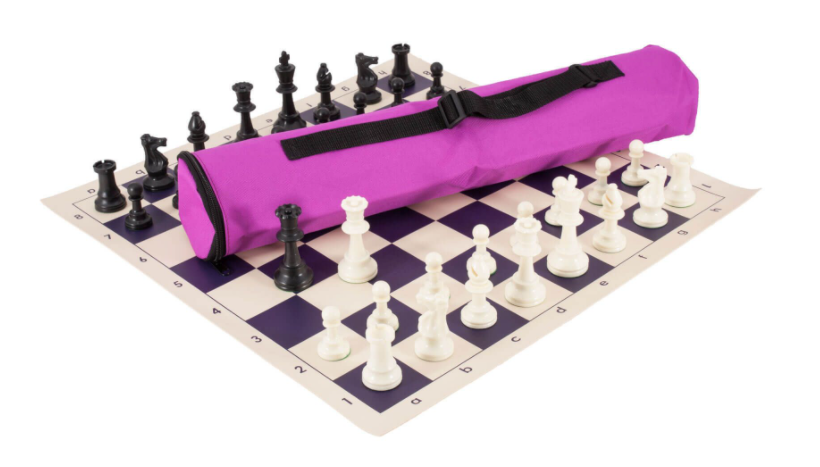 Quiver Chess Set Combination - Triple Weighted Regulation Pieces | Vinyl Chess Board | Quiver Bag