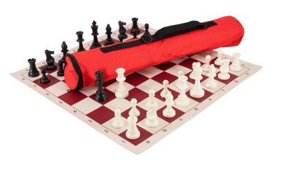 Quiver Chess Set Combination - Triple Weighted Regulation Pieces | Vinyl Chess Board | Quiver Bag